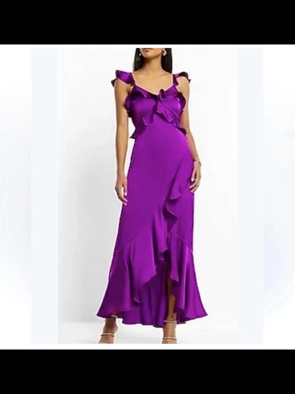 Express Purple Assemettical High Low Ruffled Maxi Dress